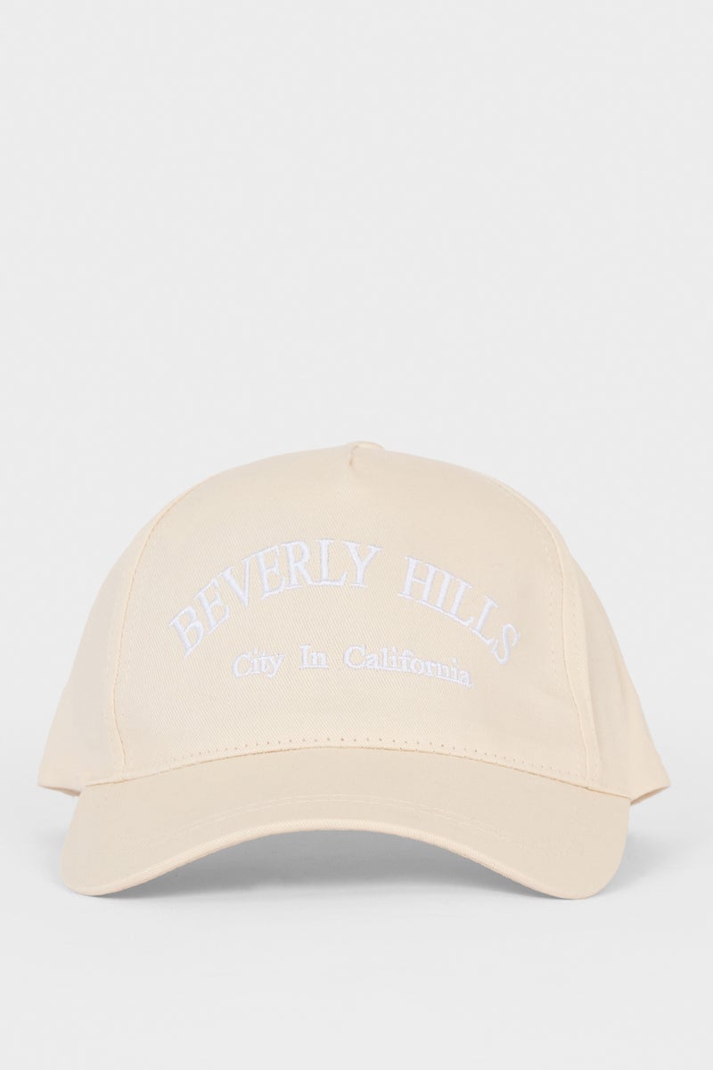 DeFacto Beige Woman Woman Cotton Embroidered Hat Casual - Image 5